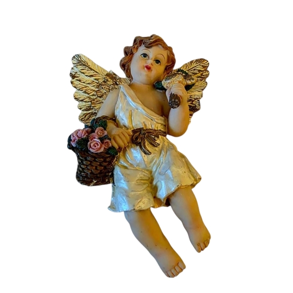 Vintage Set Of 3 Resin Angels Cherubs Wall Hangings Victorian Classical Accents - Picture 5 of 6